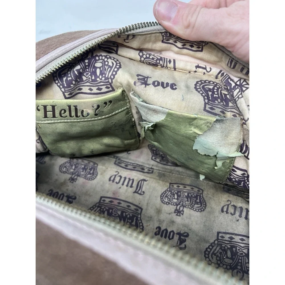 Y2K Vintage JUICY COUTURE Love P & G  French Terry Brown Bowler Bag AS IS LOOK